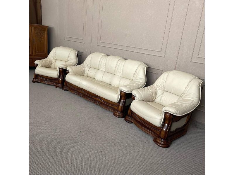 Новий шкіряний комплект Бельгія диван та два крісла